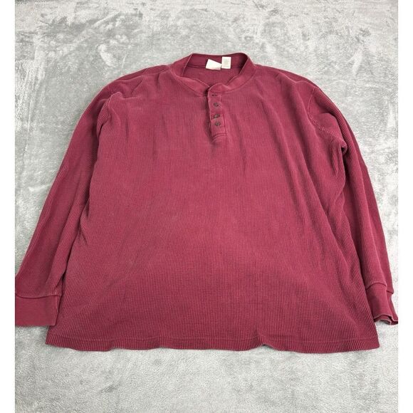Vintage L.L. Bean Long Sleeve Henley T Shirt Men's Size 2XLT Red - Picture 1 of 9